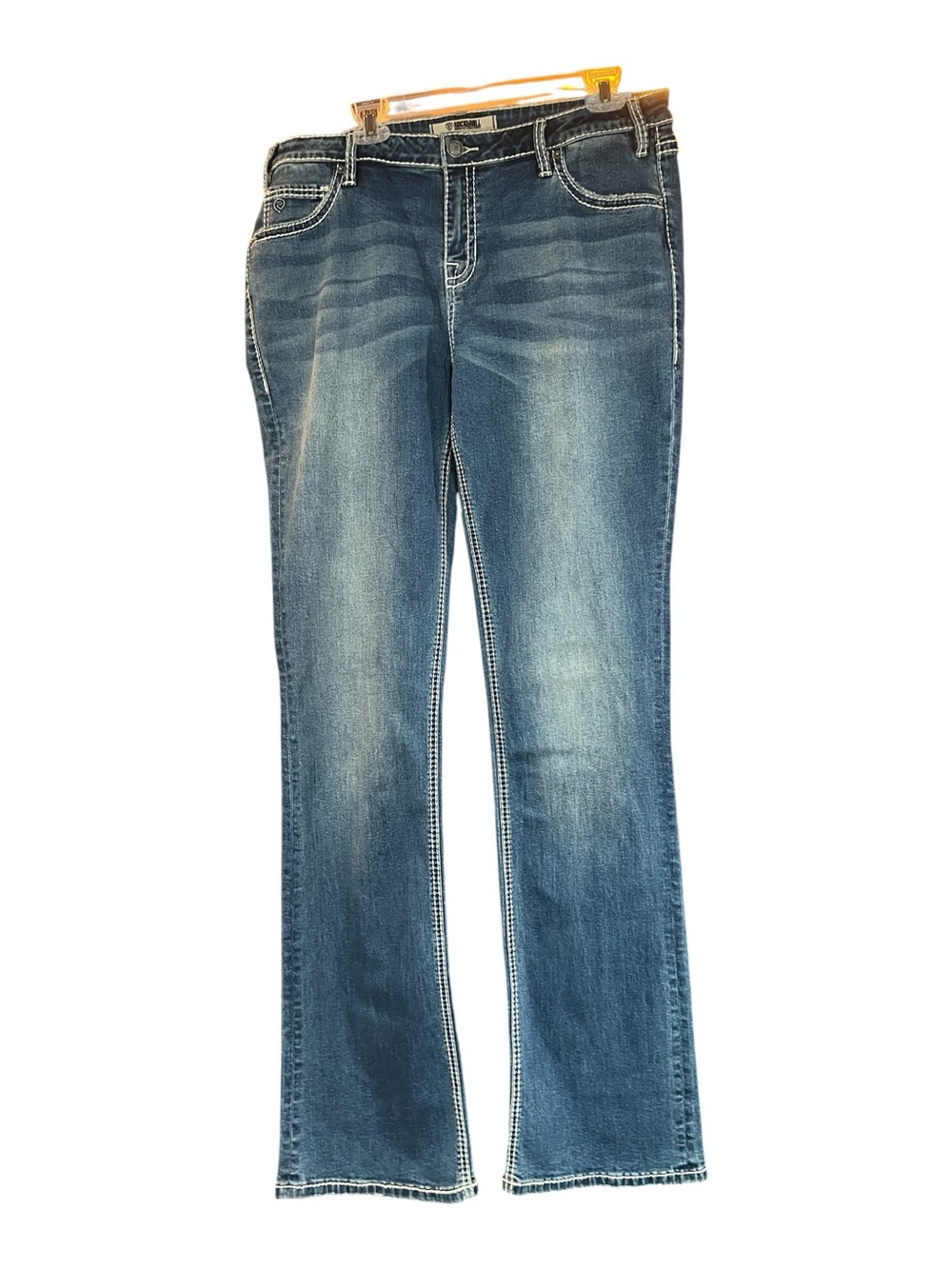 Rock &Roll Riding Jeans Stiching Bootcut Blue Denim Jeans - Size 34x38
